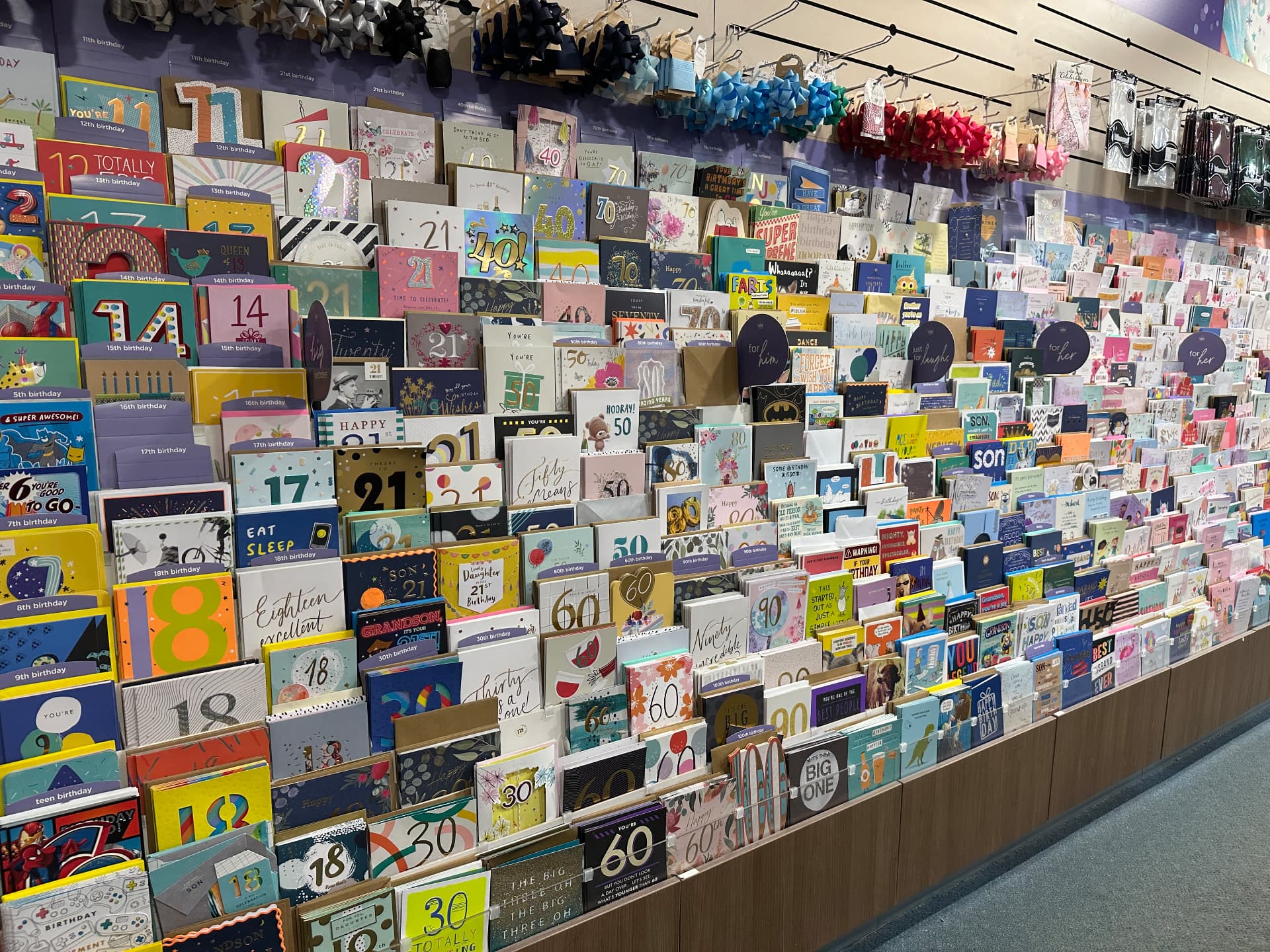 Wall of colourful greeting cards